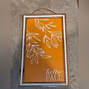 Hello Fall Autumn Wall Door Hanging Sign House Home Indoors Decor